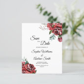 Papier BUDGET Marsala Rouge Rose Rustique Save The Date (Debout devant)