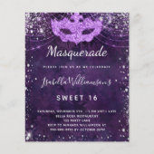 Papier Budget mascarade violet argent parties scintillant (Devant)