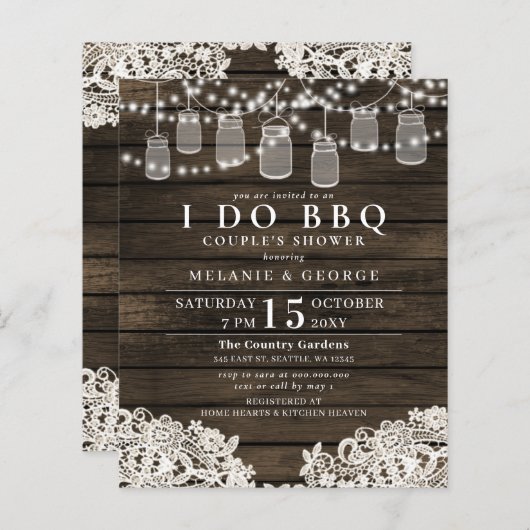 Papier Budget mason jars BBQ Couples Douche Invitation (Devant / Derrière)