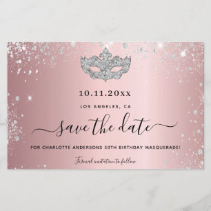 Papier Budget masquerade fête blush rose enregistrer la d