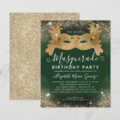 Papier Budget Masquerade Green Gold Glam Parties scintill (Devant / Derrière)