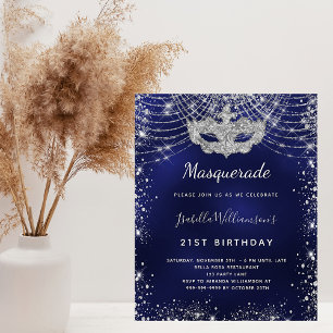 Papier Budget Masquerade marine bleu argent anniversaire