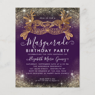 Papier Budget Masquerade Purple Gold Parties scintillant 