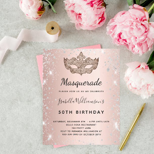 Papier Budget Masquerade rose or argent parties scintilla