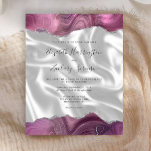 Papier Budget Mauve Argent Agate Blanc Soie Mariage