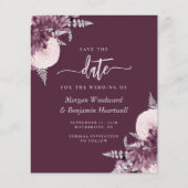 Papier Budget Mauve Silver Floral Save the Date (Devant)