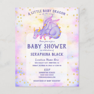 Papier BUDGET Mélange Dragon violet Baby shower Invitatio