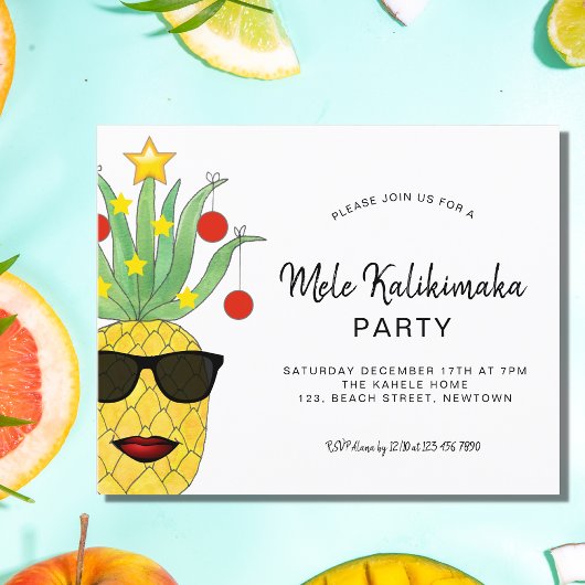 Papier Budget Mele Kalikimaka Parti Ananas Invitation