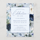 Papier Budget Mémorial Bleu Floral Célébration de la vie (Devant)