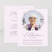 Papier Budget Mémorial Floral Rose Célébration de la Vie (Devant / Derrière)