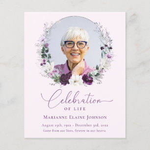 Papier Budget Mémorial Floral Rose Célébration de la Vie