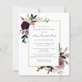 Papier Budget Memorial Service Purple Floral Invitation (Devant)