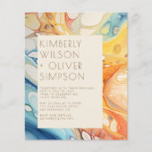 Papier Budget Mer Abstraite Waves Plage Mariage Invitatio (Devant)