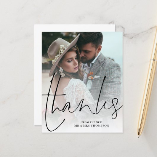 Papier Budget Merci aux jeunes mariés Photo Mariage Merci (Devant/Arrière en situation)