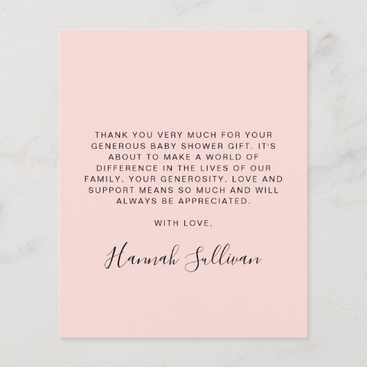 Papier Budget Merci bébé fille douche (Dos)