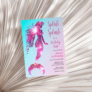 Papier Budget Mermaid Baby Girl 1er anniversaire Invitati
