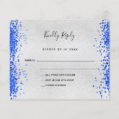 Papier Budget métal royal bleu moderne mariage RSVP (Devant)