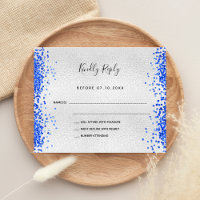Budget métal royal bleu moderne mariage RSVP