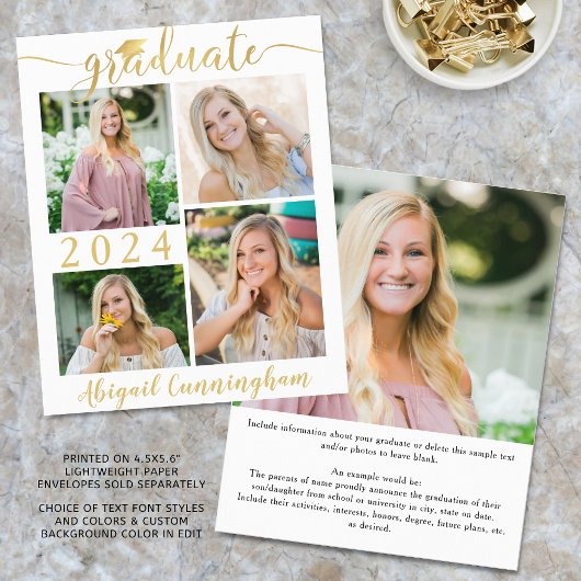 Papier Budget Métallic Gold 5 Photo Faire-part diplômée