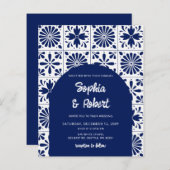 Papier Budget Mexicain Mariage carreaux Talavera bleu (Devant / Derrière)