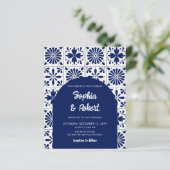 Papier Budget Mexicain Mariage carreaux Talavera bleu (Debout devant)