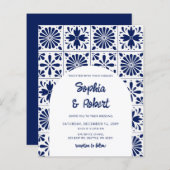 Papier Budget Mexicain Mariage carreaux Talavera bleu (Devant / Derrière)
