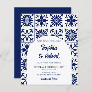 Papier Budget Mexicain Mariage carreaux Talavera bleu