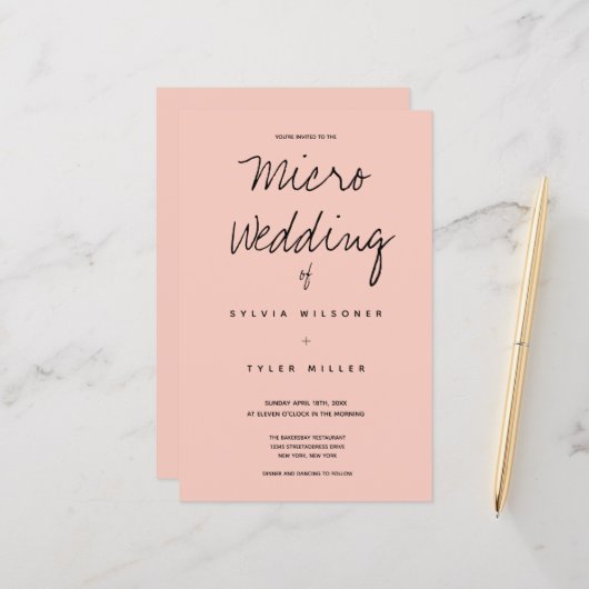 Papier Budget Micro Mariage rose noir Typographie (Devant/Arrière en situation)