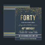 Papier Budget Midnight Gold Confetti 40e fête d'anniversa<br><div class="desc">Budget Midnight Gold Confetti 40th Birthday Party Invitations. Cette invitation formelle, élégante, branchée et moderne à la fête du quarantième anniversaire convient aux hommes ou aux femmes. Il comprend des lignes dorées propres, un script gothique coque supérieur élégant, et un texte sophistiqué en fausse feuille d'or sur un arrière -...</div>