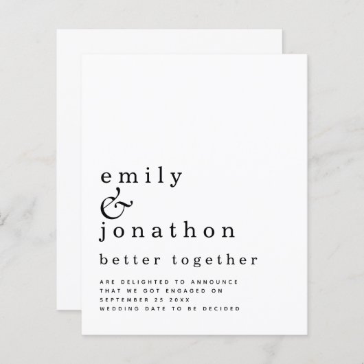 Papier Budget Mieux combiner Faire-part Fiançailles (Devant / Derrière)