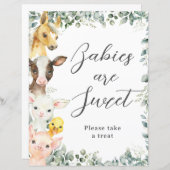 Papier Budget mignon Animaux de ferme Bébé sont doux sign (Devant / Derrière)