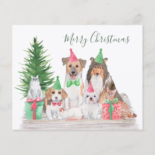 Papier Budget mignon Animaux de Noël Chien Chat Chiot Chi (Devant)