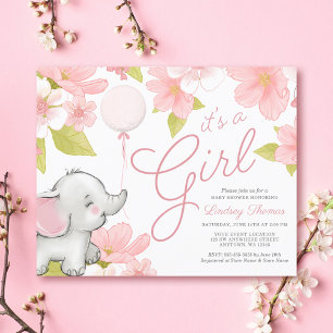 Papier Budget mignon Baby shower Fille Eléphant Floral Ro
