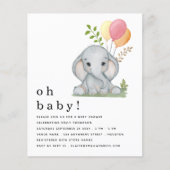 Papier Budget mignon Eléphant rose fille Invitation Baby (Devant)