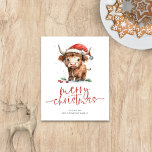 Papier Budget mignon Santa Hat Highland Vache Joyeux Noël<br><div class="desc">Budget mignon Santa Hat Highland Vache Joyeux Noël. Un prix réduit de 4, 5 x 5, 6 pouces semi-brillant de 110 livres, semblable en épaisseur à une carte postale. Il y a UN par feuille. La gentillesse festive pour vos souhaits de vacances, avec ce design amusant avec une vache des...</div>