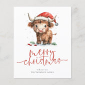 Papier Budget mignon Santa Hat Highland Vache Joyeux Noël (Devant)