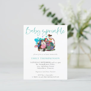 Papier Budget mignon vache dormant Turquoise bébé saupoud