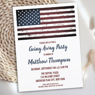 Papier Budget Military Going Away Party Flag Invitation