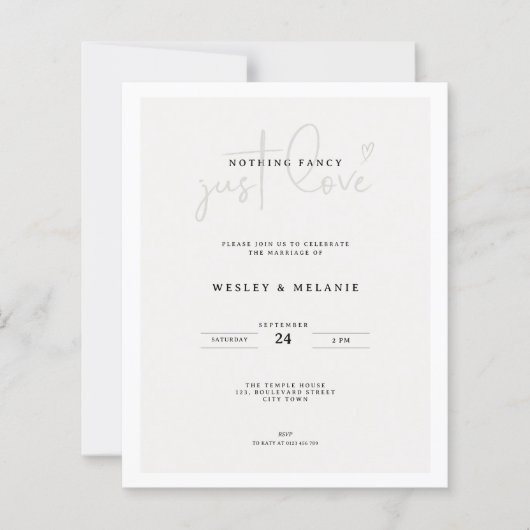 Papier Budget Mimimal Beige QR-code Nothing Fancy Wedding (Devant)