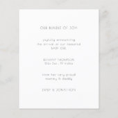 Papier Budget mini photo Faire-part de naissance fille bé (Dos)