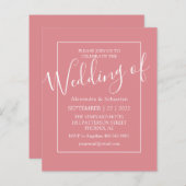 Papier Budget minimal Invitations de mariage moderne (Devant / Derrière)