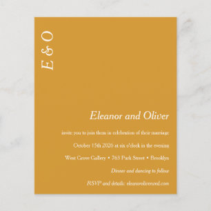 Papier Budget Minimal Jaune Élégant Mariage Invitation