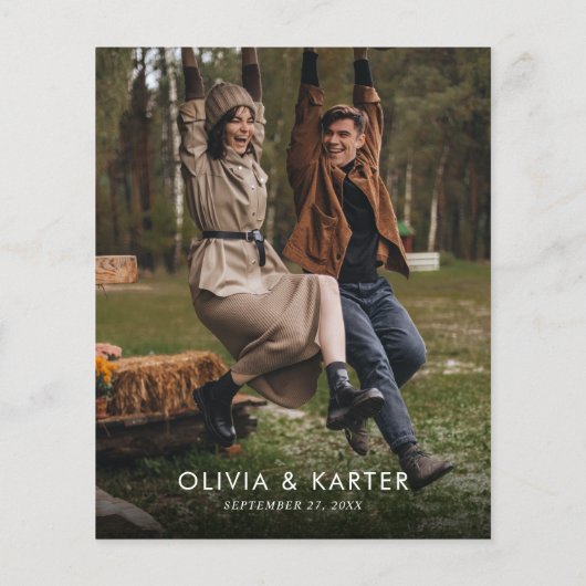 Papier BUDGET Minimal Monogramme contemporain Mariage pho (Dos)