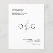 Papier BUDGET Minimal Monogramme floral Mariage photo (Devant)