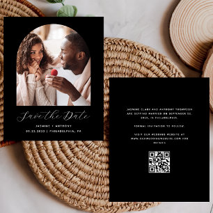 Papier Budget Minimal Photo Arche QR Noir Save the Date