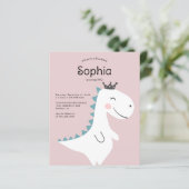 Papier BUDGET Minimal Rose Girl Dinosaur fête d'anniversa (Debout devant)