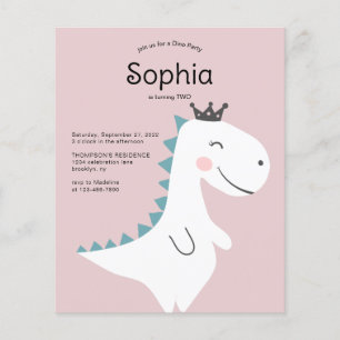 Papier BUDGET Minimal Rose Girl Dinosaur fête d'anniversa