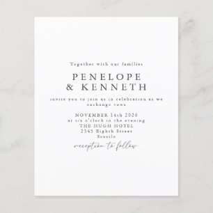 Papier Budget Minimal Simple Élégant Mariage noir blanc