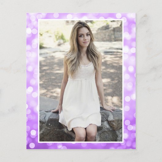 Papier Budget Minimal Violet Glam Photo Sweet 16 Invitati (Dos)