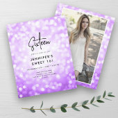 Papier Budget Minimal Violet Glam Photo Sweet 16 Invitati